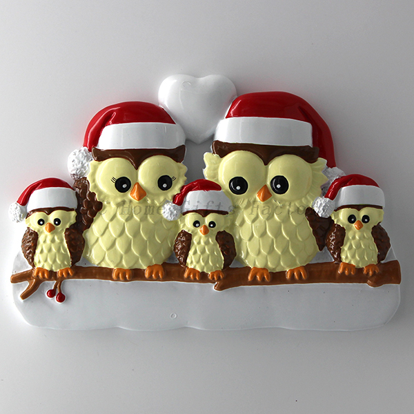 Owl Family Of 6 Personalized Christmas Tree Ornament