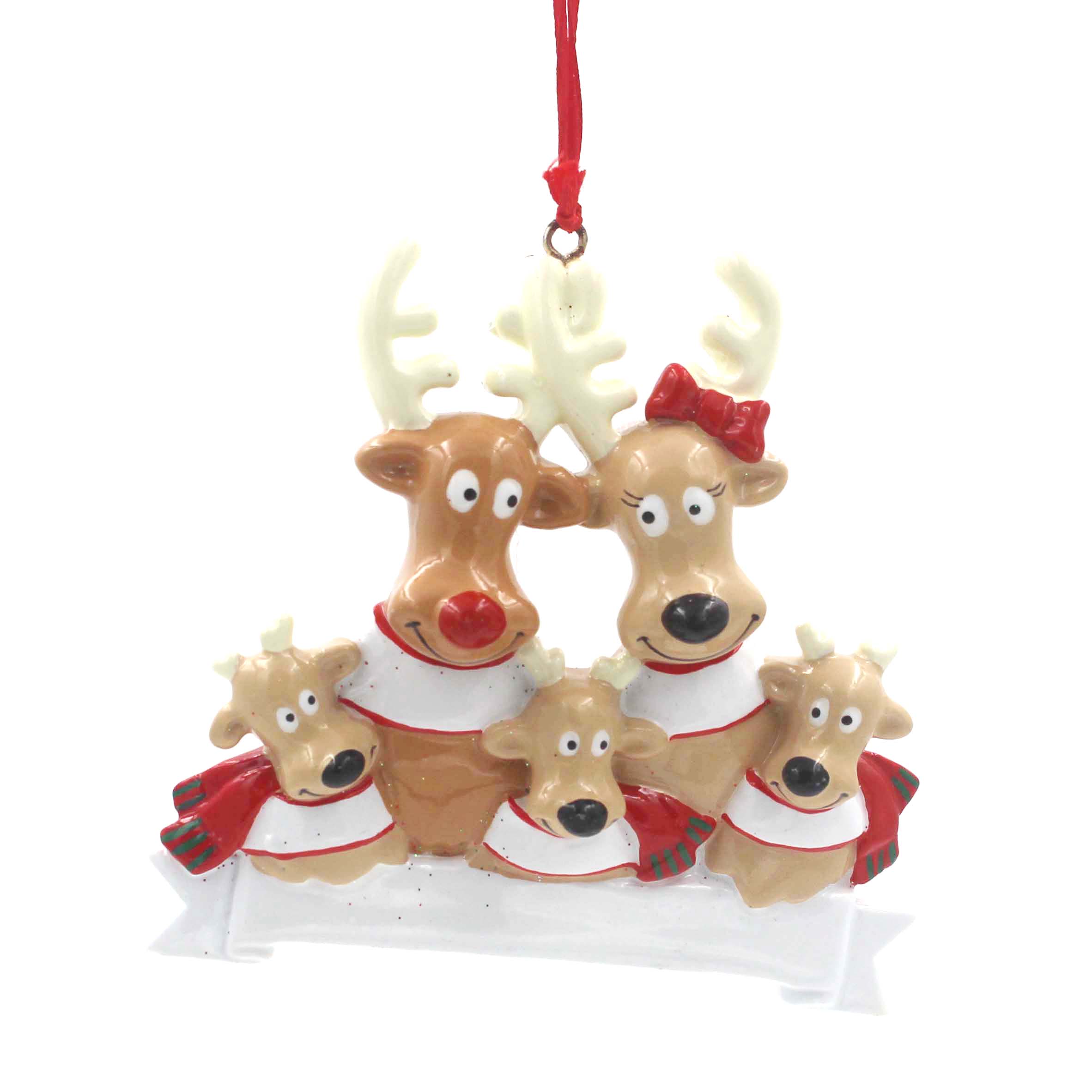 Reindeer Family Of 7 Personalized Christmas Tree Ornament