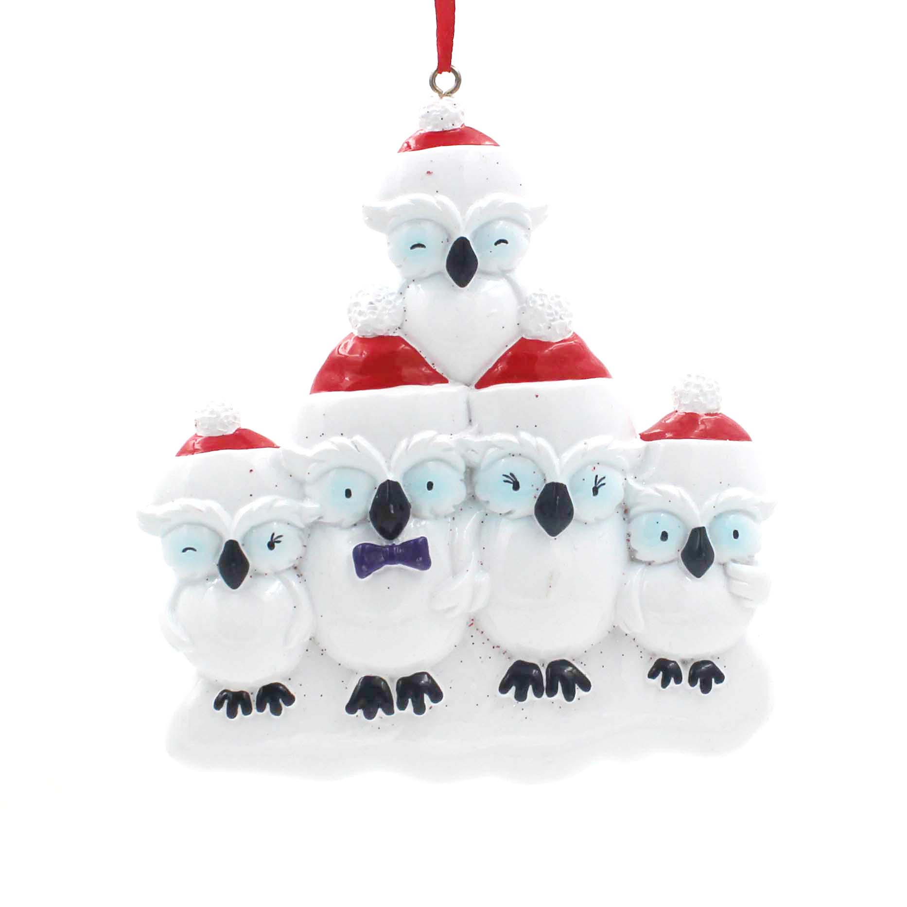 Owl Family Of 6 Personalized Christmas Ornament