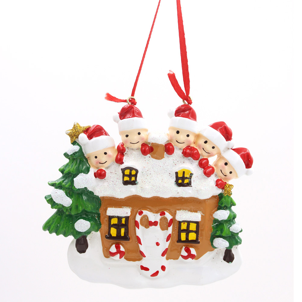 Gingerbread House Family Of 6 Personalized Christmas Tree Ornament