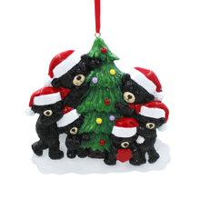 Black Bear Family of 6 Personalized Christmas Tree Ornament