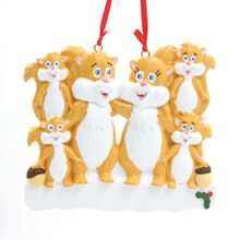 Squirrel Family Of 6 Personalized Christmas Tree Ornament