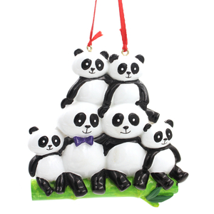 Panda Family Of 6 Personalized Christmas Tree Ornament