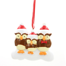 Owl Family Of 6 Personalized Christmas Tree Ornament