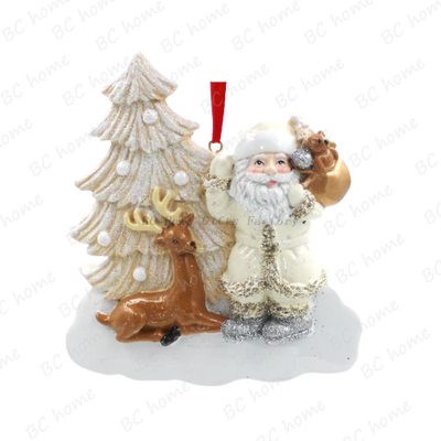 Santa Claus With Xmas Tree Ornament Personalized Christmas Tree Ornament