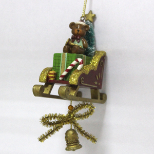 Resin Slegde Christmas tree ornament